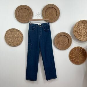 Triarchy Dark Denim High Waist High Rise Side Pocket Straight Leg Jeans 26